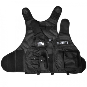 Veste à capuche sans manches légère gilet de sécurité garde uniforme noir multi-poches Rip Stop gilet tactique avec ID de sécurité - Product Image 1