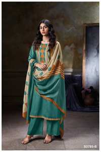 Catálogo de Ropa de Fiesta India y Pakistaní al por Mayor: Salwar Kameez de Algodón Satinado Premium con Estampado y Bordado de Secado Rápido - Product Image 2