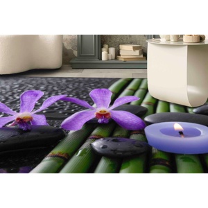 Tapis Zen Stones : Orchidée Violette Bambou, Tapis d'appoint Antidérapant, Tapis en Chenille - Product Image 2
