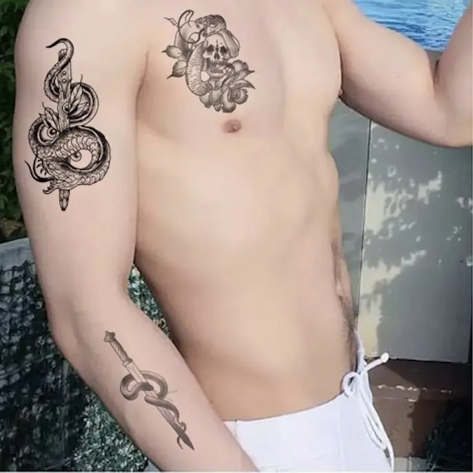 Tout nouveau tatouage temporaire de serpents tribaux imperméables pour hommes