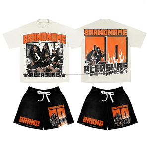 Conjunto casual de 2 piezas para mujer con bordado de letras, chaqueta corta con cremallera, pantalones cortos de cintura ancha, conjunto deportivo elástico estilo streetwear. - Product Image 1