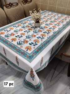 ผ้าปูโต๊ะผ้าฝ้ายพิมพ์ลายดอกไม้ที่ทำด้วยมือแบบ100% จากมรดกผ้าปูโต๊ะทรงสี่เหลี่ยมผืนผ้าแบบดั้งเดิมที่ทำด้วยมือ - Product Image 4