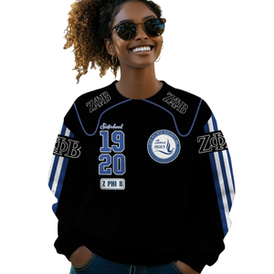 ZPhiB 1920 Sororité Divine Neuf Pull En Tricot Zeta Phi Beta Bleu Blanc Chenille Patch Vie Grecque Premium Sisterhood - Product Image 5