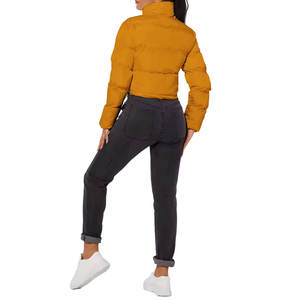 Blouson matelassé court pour femme, chaud, look décontracté, vêtement d'hiver, fermeture éclair sur le devant, col montant, manches longues, poche, coupe-vent - Product Image 2