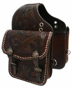 Handtooled Customised Genuine Leather Saddle <b>Bag</b> Handcarved Western Horse Motorcycle Personalised Logo - Product Image 1