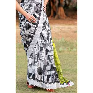 ชุดส่าหรีผ้าชีฟองตกแต่งด้วยลูกไม้แบบ 3 ชิ้น รุ่น SR-52010 พร้อมดีเทลจีบด้านบนและด้านล่างเพื่อชุดที่ดูสง่างาม - Product Image 4