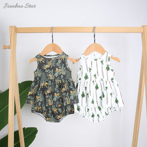 Abito senza maniche con stampa personalizzata diretta in fabbrica per neonata 100% cotone buona permeabilità all'aria vestito pagliaccetto per bambina - Product Image 2