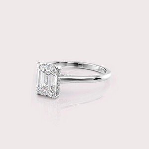 IGI Certified Emerald Cut Lab Grown Diamond Engagement <b>Ring</b> Solid 925 Sterling <b>Silver</b> <b>Solitaire</b> Diamond <b>Ring</b> for Women - Product Image 2