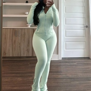 Top Trending 100% Cotton 2 Piece Set Customize Slim Fit Design Tracksuits Casual Plain Stylish Zipper Sweat Suits - Product Image 6