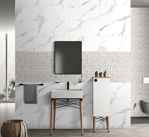 Azulejos de porcelana rectificados Pure White 12x24 de alta densidad, resistentes al agua, para diseño moderno de cocinas y baños. - Product Image 6