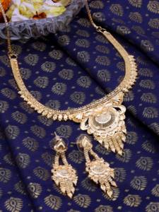 Traditional Gold Plated Imitation Brass Jewelry <b>Set</b> Short Link Chain Trendy Festival Fashion Jewelry <b>Indian</b> Style - Product Image 2