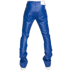 <b>Unique</b> Design Top Fashion Mens Leather Pants Lightweight High Waist Casual Wear Straight Pattern Full Length Men Leather Pants - Product Image 4