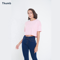 Crop top personnalisé pour femmes, t-shirt court en coton doux surdimensionné avec impression, vente en gros, fabricant OEM Thaïlande