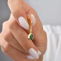 Pendientes de Plata de Ley 925 con Esmeralda Verde Natural de Diseño |   Elegante Anillo Sencillo de Joyería Fina, Regalo para Mujer, Aspecto de Lujo