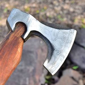 2025 Hand Forged <b>Large</b> Viking Pattern Damascus Hunting <b>Axe</b> Wood Handle Felling & Splitting <b>Axe</b> for Camping Outdoor Use - Product Image 5