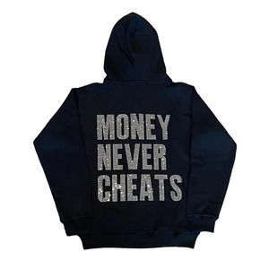 Sweat à capuche pour homme 100 % coton, motif uni, style zippé, logo personnalisable, strass, hiver, teinture unie, haute qualité - Product Image 2