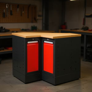 Gabinete de Herramientas Facom con Base Roja y Superficie de Trabajo de Madera - Product Image 3