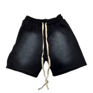 Pantalones cortos de felpa francesa de algodón 100% para hombre, estilo callejero, personalizable, diseño de lavado ácido de cintura media, costura interior de 5 pulgadas de talla grande - Product Image 1