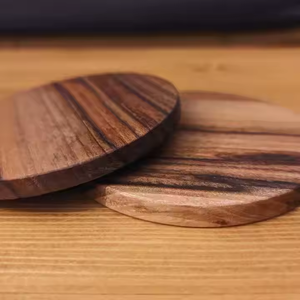 Sous-verres ronds classiques en bois à motifs, écologiques et faits à la main, pour tasses à café et à thé, par Crescent Crafts – Vente chaude - Product Image 3