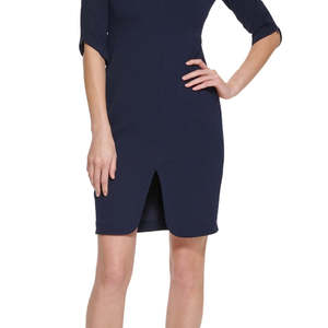 Abito tubino Calvin Klein da donna blu con maniche a zip, taglia 8 Petite, per il lavoro - Product Image 3