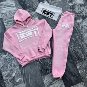 ชุดวอร์มผ้าฝ้าย100% ออกแบบได้ตามต้องการเสื้อผ้าแนวสตรีทแวร์ปักลายสีจางพร้อมฮู้ดขนาดใหญ่กางเกงจ๊อกกิ้งเทคนิคการพิมพ์ลาย - Product Image 1