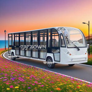 รถบัสเที่ยวชมไฟฟ้าและรถยนต์14ที่นั่งรถรับส่งแบบปิดสำหรับโรงพยาบาล/สวนสัตว์/ทัวร์กลางคืนรถบัสขนาดเล็กที่มีประตูและเครื่องปรับอากาศ - Product Image 4