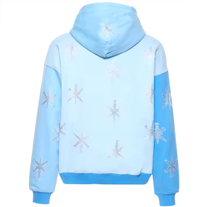 เสื้อมีฮู้ดแบบสวมหัวผ้าขนแกะโอเวอร์ไซส์ผ้าฝ้าย100% วินเทจสำหรับผู้ชายฤดูหนาวลายกรดซักได้กำหนดโลโก้กระเป๋าแบบธรรมดาย้อมสี - Product Image 4