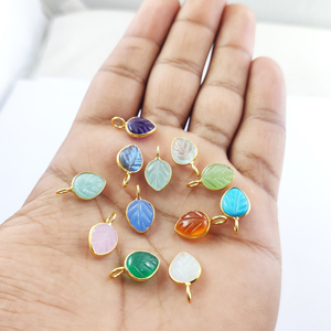 Green Chalcedony พลอยหินโมราขนาด10X8มม.,ชุดสีทองเงินสเตอริง925สลักรูปใบไม้พร้อมจี้หินอัญมณีสีเงิน - Product Image 4