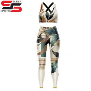 Venta al por mayor Sexy estampado de leopardo entrenamiento mujeres sujetador Leggings chándales logotipo personalizado deportes Fitness 2 piezas Yoga conjunto - Product Image 1