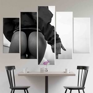Sensual Wall Art Canvas: Girl in <b>Black</b> Thong Print,5P Mix:Gallery <b>Wrap</b> - Product Image 1