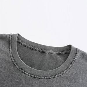 T-shirt 100% coton personnalisé pour hommes de haute qualité en détresse style vintage personnalisé délavé à l'acide surdimensionné logo chemise décontractée - Product Image 3