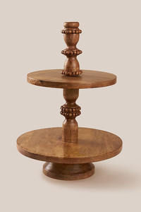 Elegante Soporte para Tartas de Madera de 2 Niveles con Pedestal Resistente, Ideal para Decoración de Cumpleaños, Bodas y Eventos - Product Image 3