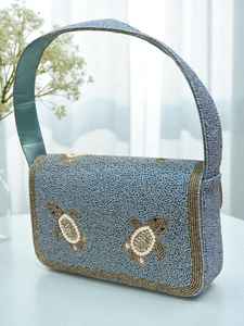 Bolso con cuentas multicolor con asa, bolso de mano, bolso de mano informal, artesanía india, hecho a mano, bolso Baguette, - Product Image 4