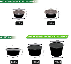 Distribuidor de confianza de cajas de plástico PP reciclado a prueba de fugas para llevar contenedores redondos de alimentos negros/transparentes de 250ml - Product Image 3