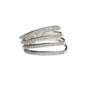 Anillo Clásico para Mujer, Elegante, Chapado en Oro de 14K y Rodio, con Múltiples Bandas en Espiral y Diamantes Naturales de Corte Brillante, para Mujeres Modernas - Product Image 4