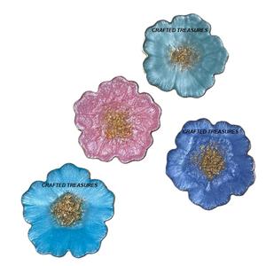 Ensemble de sous-verres ronds en résine époxy personnalisables de haute qualité avec support artisanat en résine pour la décoration intérieure - Product Image 4