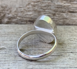 Bague en argent sterling 925 avec chalcédoine bleue classique taille ovale sertie clos, pour lui et elle, cadeau de mariage - Product Image 5