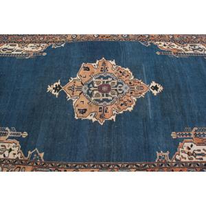 Alfombra Turca Vintage de 5.5x11.2 pies, Azul, de Lana con Reverso de Látex, Ecológica para el Hogar - Product Image 4