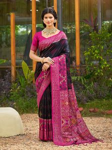 Nuevo Sari de Seda Banarasi de Gujarat para Mujer, Estilo Formal, de Secado Rápido, Ideal para Bodas, Diwali y Fiestas - Product Image 2