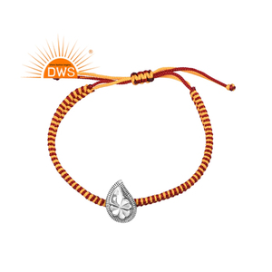 Bracelet en argent sterling oxydé de meilleure qualité avec breloque florale en macramé Bijoux personnalisés pour femme Cadeau pour elle - Product Image 3