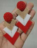 Pendientes de moda de alta calidad hechos a mano para mujer, cuentas de semillas de diseñador de tendencia, ganchillo