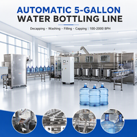 Ligne de machines automatiques de lavage, de remplissage et de bouchage de barils d'eau potable de 5 gallons