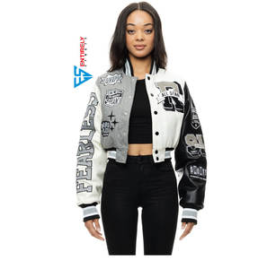 Chaqueta Varsity de Béisbol Corta con Cremallera de Forro Polar Sherpa al por Mayor, Diseño Bordado, Transpirable, Invierno, 100% Poliéster - Product Image 3