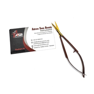 Brun mat or acier inoxydable russe manucure cils sourcil Double Action droite courbe lame ressort ciseaux - Product Image 5