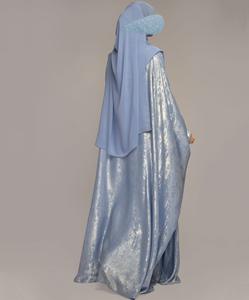 ชุดเดรสมุสลิมแขนจีบสำหรับผู้ใหญ่ชุดกระโปรงสั้นผ้าซาตินป้องกันริ้วรอยทำด้วยมือขนาด XXXL - Product Image 3