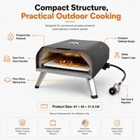 Four à pizza au gaz professionnel 12/16 pouces - Four à gaz en acier inoxydable certifié ETL pour cuisine extérieure BBQ, cuisson à haute température