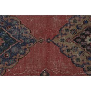 Vintage <b>Runner</b> Rug 2.6x11.6 ft (78x355 cm), Turkish <b>Red</b> Moroccan Rug - Product Image 5