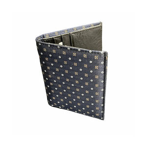 Cartera clásica negra de cuero genuino y tela con compartimentos para tarjetas Caja de cierre abierto incluida - Product Image 1