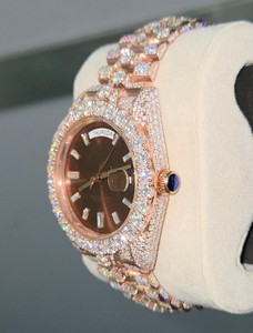 นาฬิกาคลาสสิกฮิปฮอปสไตล์วินเทจสุดหรูทำจากสแตนเลสสองโทนหน้าปัดสีน้ำตาล Miyota - Product Image 2