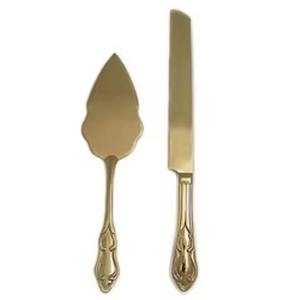 Juego de Cuchillo y Servidor de Pastel de Acero Inoxidable Más Vendido con Elegante Mango Dorado - Product Image 3